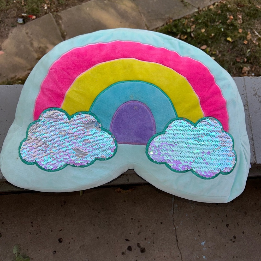 Rainbow Cloud Pillow with Sequins